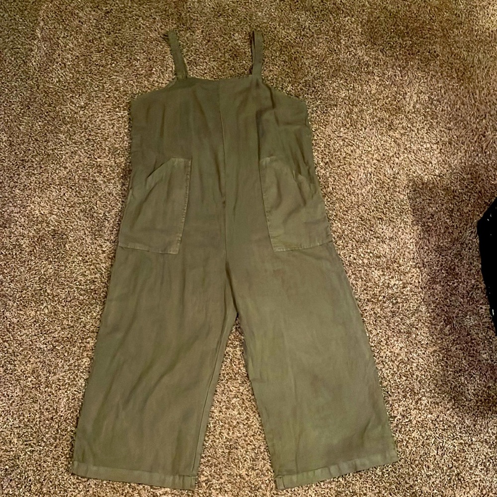 Olive green wide leg overall style jumper